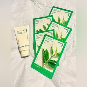Innisfree Green Tea Hydrating Cleansing Foam & Green Tea Energy Sheet Masks (5)